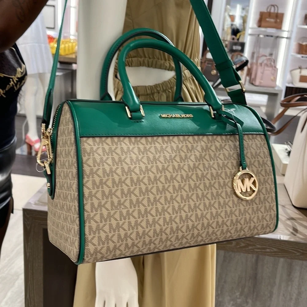 Michael Kors med Duffel Travel - Leather/Coated PALMETTO GREEN MD DUFFLE